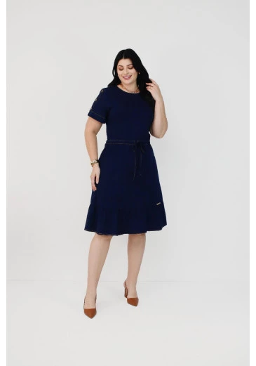Vestido Neila Azul Escuro Nítido Outono/Inverno 2025