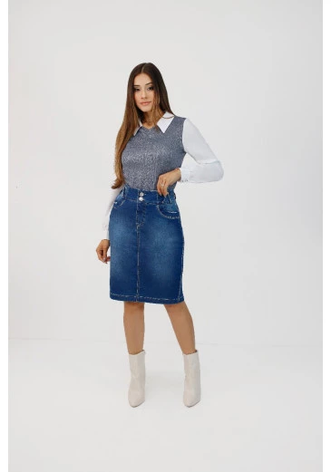 Saia Aurora Jeans Escuro Nítido Outono/Inverno 2025