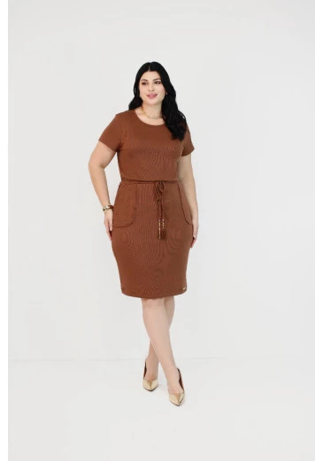 Vestido Lis Plus Marrom Nítido Outono/Inverno 2025