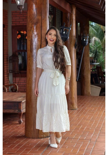 Vestido Em Viscose Com Riscas Em Lurex Mulher Morena Outono/Inverno 2025