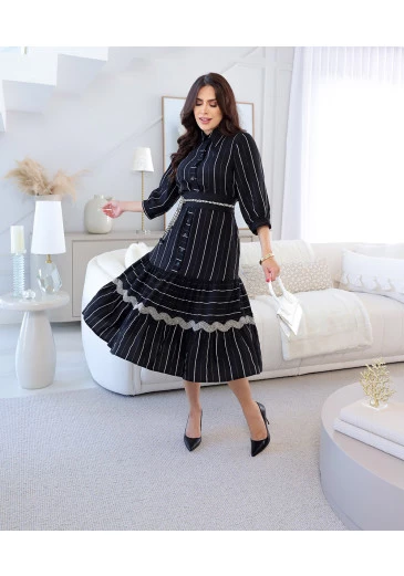 Vestido Preto Em Crepe Rayon Kauly Outono/Inverno 2025