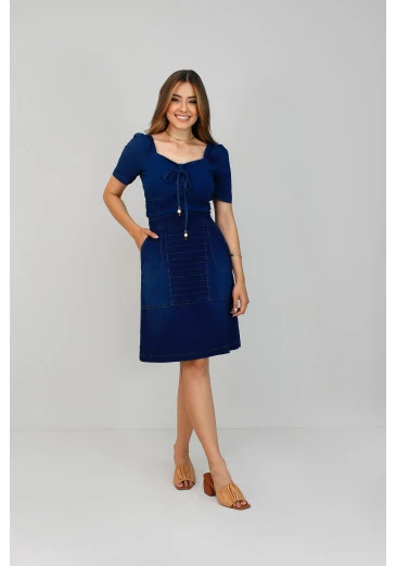 Blusa Angela Em Malha Jeans Mangas 3/4 Nítido Primavera/Verão 2025