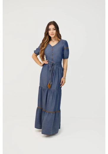 Vestido Zuri Longo Jeans Nítido  Outono/Inverno 2025