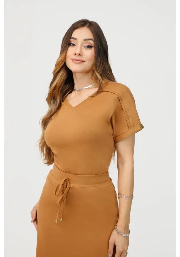 Blusa Dayane Em Malha Caramelo Nítido Outono/Inverno 2025