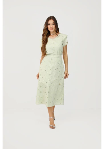 Saia Jade Midi Em Laise Verde Nítido Outono/Inverno 2025