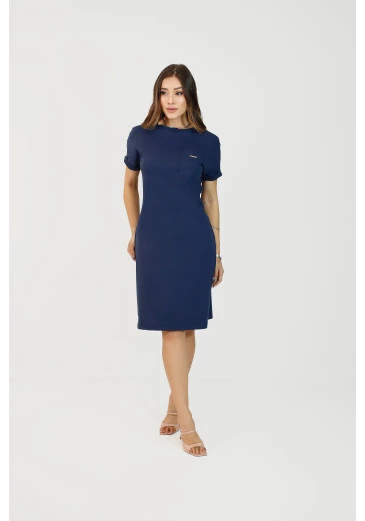Vestido Eliana Em Malha Conforto Azul Marinho Nítido Outono/Inverno 2025