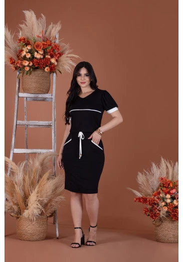 Vestido em Viscolycra Preto Mulher Morena Outono/Inverno 2025.