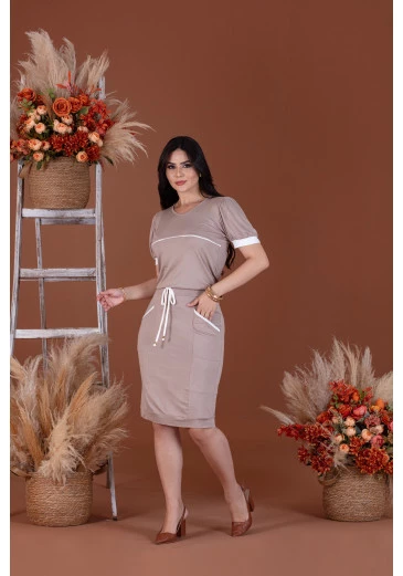Vestido em Viscolycra Nude Mulher Morena Outono/Inverno 2025.
