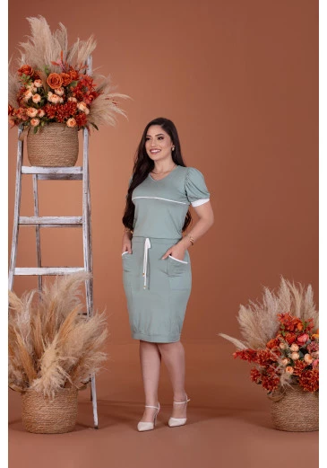 Vestido em Viscolycra Verde Menta Mulher Morena Outono/Inverno 2025