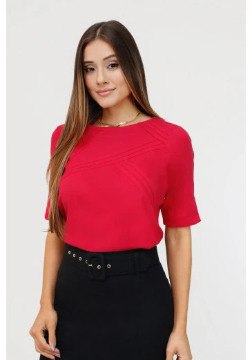 Blusa Fernanda Em Viscolinho Vermelho Nítido Outono/Inverno 2025