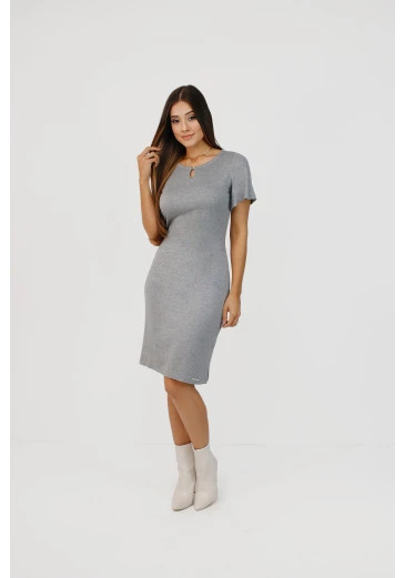 Vestido Penélope Em Malha Visup Cinza Nítido Outono/Inverno 2025