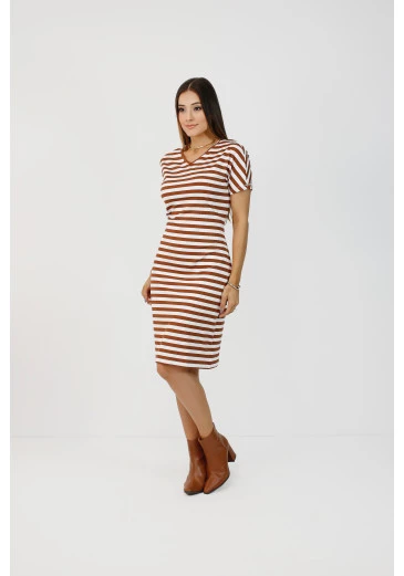Vestido Lisi Em Malha Canelada Marrom Nítido Outono/Inverno 2025