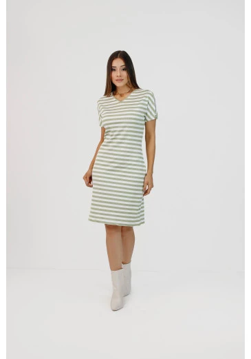 Vestido Lisi Em Malha Canelada Verde Nítido Outono/Inverno 2025