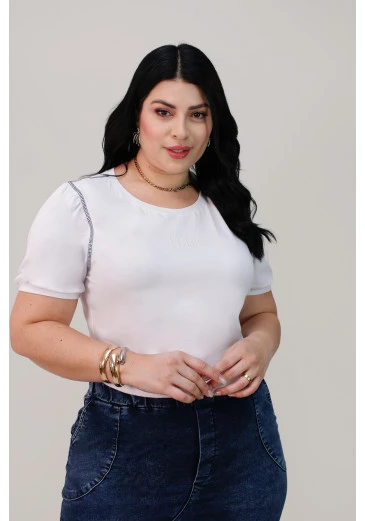 T-shirt Jaqueline Em Malha Branca Nítido Alto Verão 2025