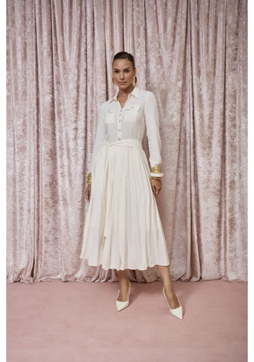Vestido Maria Em Oasis Off White Jany Pim Outono/Inverno 2025