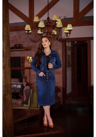 Jaqueta Jeans Com Elastano Mulher Morena Outono/Inverno 2025