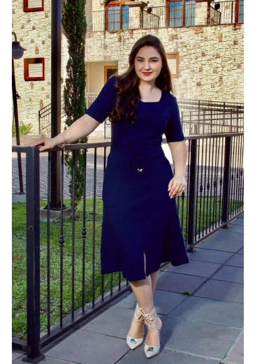 Conjunto Latifah Azul Marinho Em Moletinho Maria Amore Alto/Verão 2025
