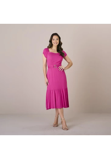 Vestido Talicia Em Viscose Slub Com Elastano Rosa Tatá Martello Alto Verão 2025