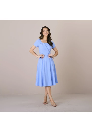 Vestido Rosangela Em Alfaiataria Dubai Com Zíper Nas Costas Azul Tatá Martello Alto Verão 2025