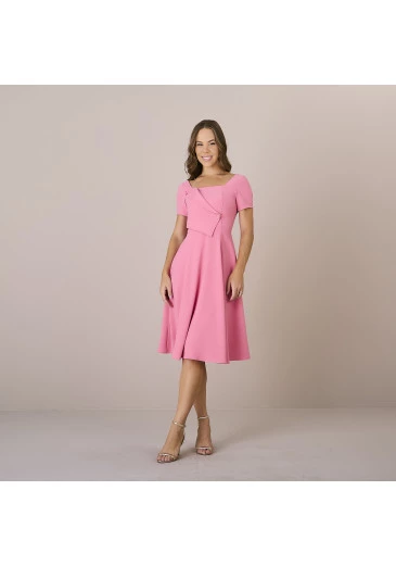 Vestido Rosangela Em Alfaiataria Dubai Com Zíper Nas Costas Rosa Tatá Martello Alto Verão 2025