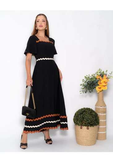 Vestido Max Crepe AirFlow Preto Luciana Pais Alto Verão 2025
