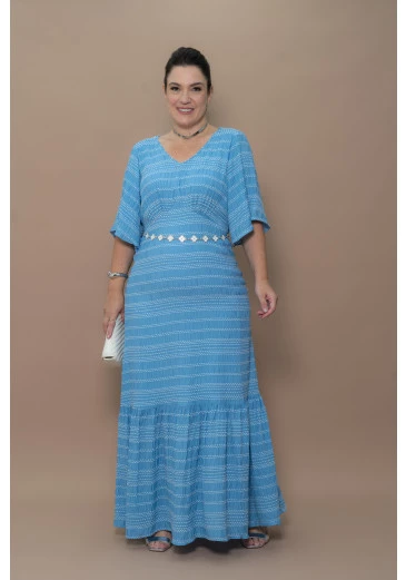 Vestido max em crepe de viscose Luciana Pais. Outono/Inverno 2025