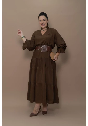Vestido max em crepe  Luciana Pais. Outono/Inverno 2025