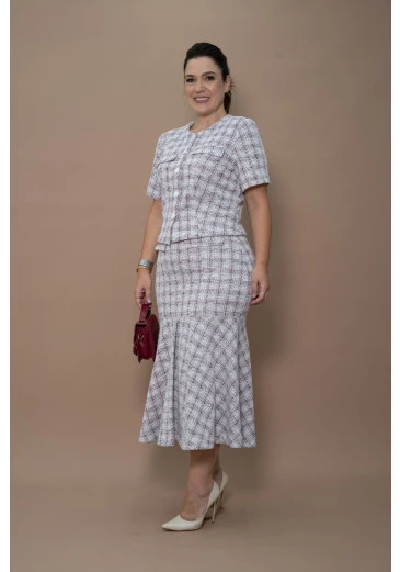 Conjunto em malha tweed Luciana Pais. Outono/Inverno 2025