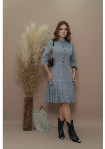 Vestido em alfaiataria premium xadrez  Luciana Pais. Outono/Inverno 2025