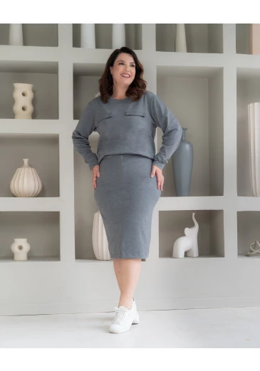 Conjunto Saia Midi E Blusa Over Luciana Pais  Outono/Inverno 2025