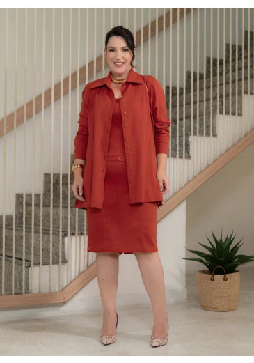Triunto Em Linho Com Blazer Telha Luciana Pais Outono/Inverno 2025