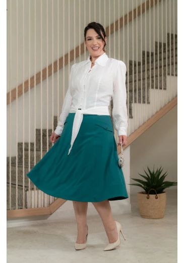 Saia Em Tricot Listrado Luciana Pais Outono/Inverno 2025