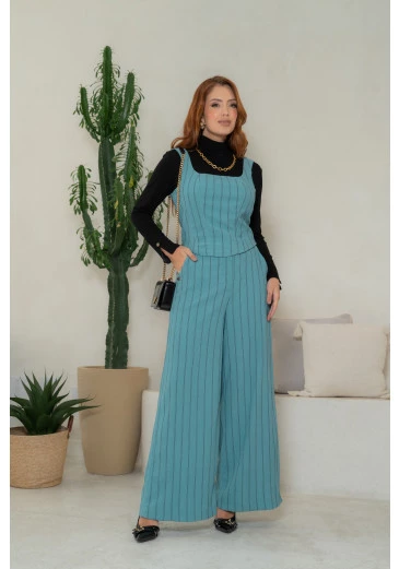 Conjunto Com Corset E Calça Risca de Giz Luciana Pais  Outono/Inverno 2025
