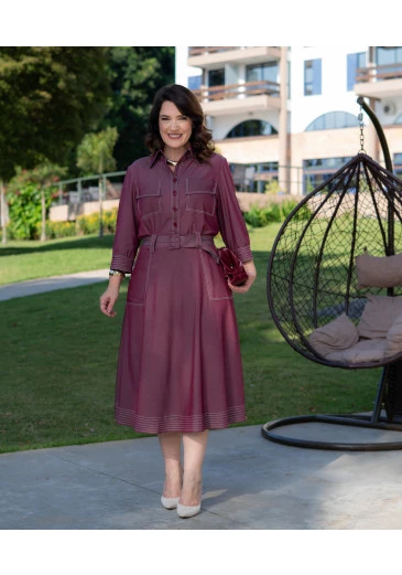 Vestido Demin Bordõ Tatá Martello Outono/Inverno 2025