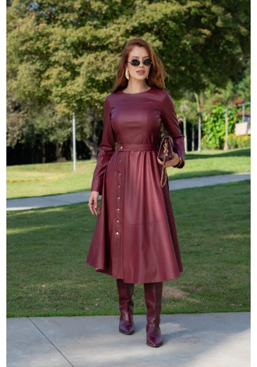 Vestido Manga Longa Em Couro Luciana Pais Outono/Inverno 2025