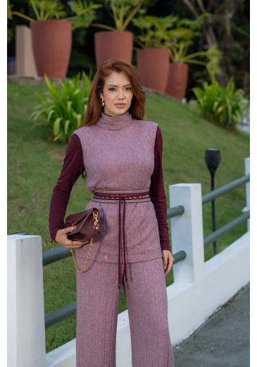 Cacharrel Marsala Em Malha Crepe Luciana Pais  Outono/Inverno 2025