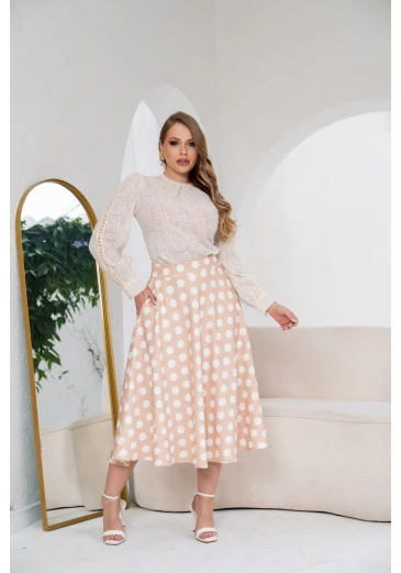 Camisa Manga Longa Em Voil Bordado Creme Kauly Outono/Inverno 2024