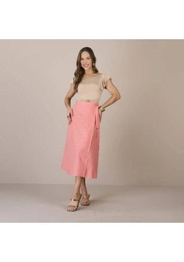 Saia Carol Em Crepe Gloss Moda Praia Tatá Martello Primavera/Verão 2025