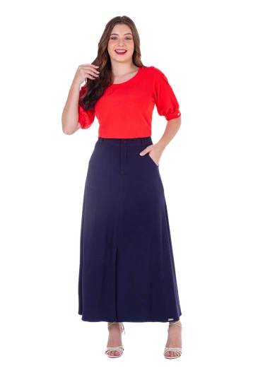Blusa Viviana em Tecido Plano Liso Mangas com Punho Vermelha Hapuk Primavera/Verão 2025 