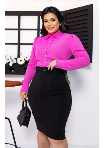 Camisa Lais Em  Crepe acetinado Rosa Maria Amore Outono/Inverno 2024