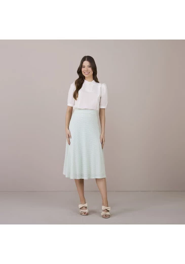 Saia Josi em Malha Crochet Acqua Tatá Martello Primavera/Verão 2025