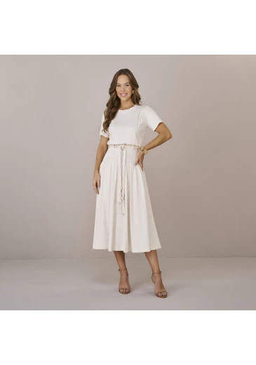 Vestido Eliane Em Moletinho Com Linho Tatá Martello Outono/Inverno 2025