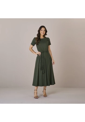 Vestido Eliane Em Moletinho Com Linho Tatá Martello Outono/Inverno 2025