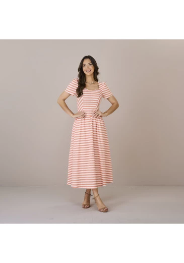 Vestido Livia Em Linho Tulum Laranja Tatá Martello Outono/Inverno 2025