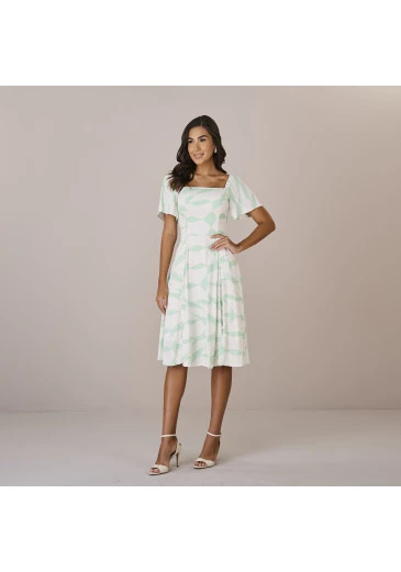 Vestido Leticia Em Viscolinho Verde Tatá Martello Outono/Inverno 2025