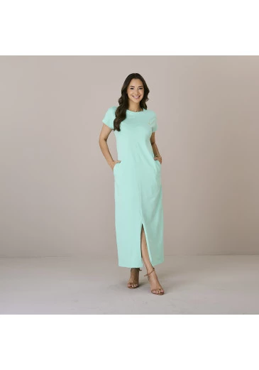 Vestido Amanda Em Malha Verde Àgua Tatá Martello Outono/Inverno 2025