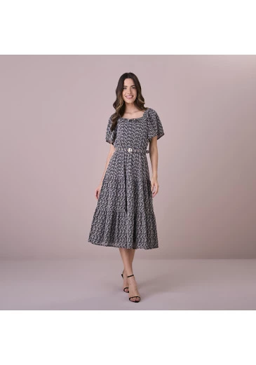 Vestido Mayara Em Yorio Bordado Preto Tatá Martello Outono/Inverno 2025