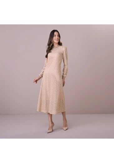 Vestido Taynara Colosseo Bege Tatá Martello Outono/Inverno 2025