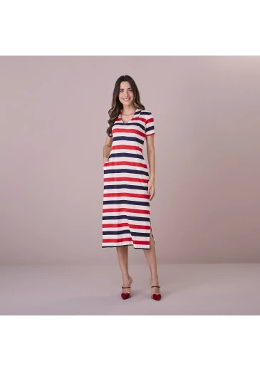 Vestido Meyre Marrom Listrado Na Malha Tata Martelo Outono/Inverno 2025