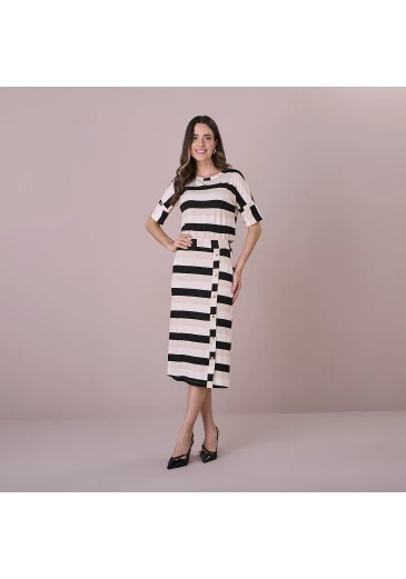 Conjunto Tamara Preto Listrado Na Malha Tata Martelo OUTONO/INVERNO 2025